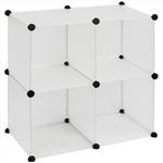 Armario organizador modular PrimeMatik, Estanterías de 4 cubos de 35x35cm plástico blanco