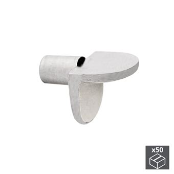 Emuca Portaestantes escuadra, con perno liso, D. 5 mm, Zamak, Niquelado, 50 ud.