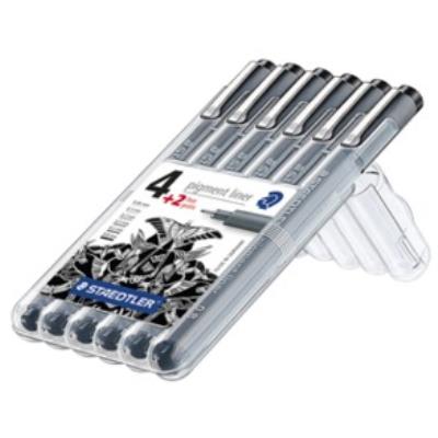 Staedtler 308 Sb6p rotuladores fineliner pigment liner estuche con 6 unidades color