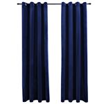 Cortinas opacas anillas 2 pzas terciopelo azul oscuro 140x225cm vidaXL