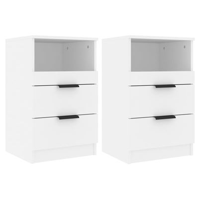 Vidaxl Blanco Pack 2 Uds Mesitas De Noche Madera Contrachapada 28,6Kg