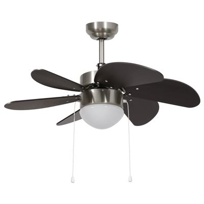Ventilador De Techo Con Lámpara Vidaxl Marrón Oscuro 76 Cm