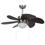 Ventilador de techo con lámpara vidaXL marrón oscuro 76 cm