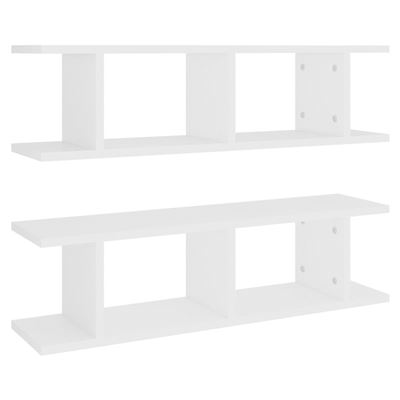 Vidaxl Blanco Estantes De Pared 2 Unidades Aglomerado 78X18x20 Cm