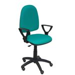 Silla de oficina ergonómica Piqueras y Crespo Modelo 04CP Brazos incluidos Ruedas de parquet, tejido Bali verde claro