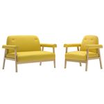 Set de sofá vidaXL, 3 personas 2 piezas de tela amarilla