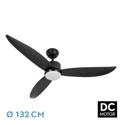Ventilador De Techo Fabrilamp Led Genil Regulable Con Control Remoto 24w 3cct 2424lm Ip20 Ø132cm Negro