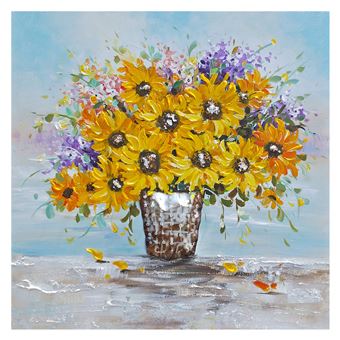 Cuadro abstracto flores. Collage 3D con elementos en aluminio (100 x 100 cm) - 50291011444352