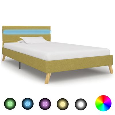 Estructura de cama con LED tela verde 90x200 cm - vidaXL