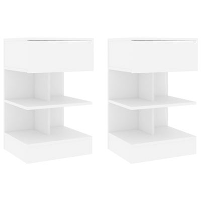 Vidaxl Blanco Pack 2 Uds Mesitas De Noche Madera Contrachapada 40X35x65cm