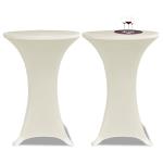 Conjunto de 2 Manteles color crema ajustados para mesa de pie - 70 cm diámetro
