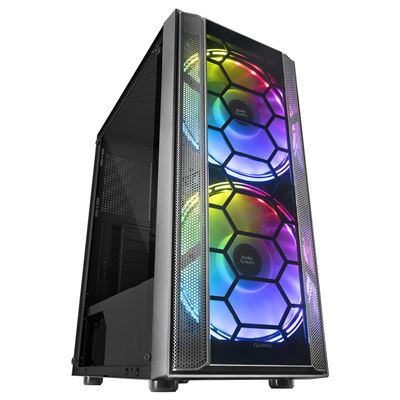 Mars Gaming Negro Caja Pc Atx, Mc500 2 Ventiladores Xxl Frgb, Ventana+Rejillas
