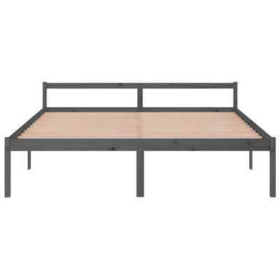 Estructura De Cama Madera Maciza De Pino Gris 200x200 Cm con