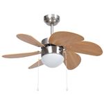 Ventilador de techo con lámpara vidaXL marrón claro 76 cm