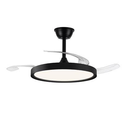 Ventilador De Techo Cristalrecord Led Polaris Regulable Con Control Remoto 43w 3cct 4430lm Ip20 Ø106cm Negro