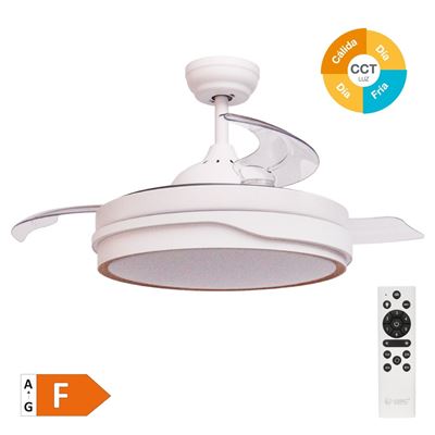 Ventilador De Techo Niaros Lentini Con Luz Led Regulable Y Mando A Distancia 36w 3cct 3547lm Blanco Y Efecto Madera