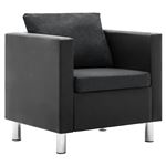 Sillón vidaXL de cuero sintético negro y gris oscuro