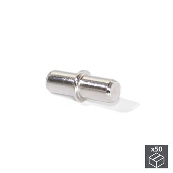 Emuca Portaestantes tubular, para madera, D. 5 mm, Acero, Niquelado, 50 ud.