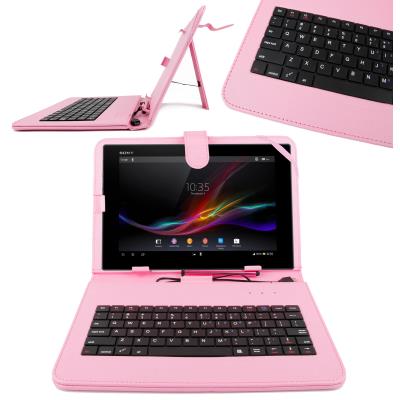 Funda / Teclado Color ROSA En ESPAÑOL Con Letra Ñ Para Tablets De 10 Pulgadas Con Conexión MicroUSB + Lápiz Stylus - Función Atril Por DURAGADGET