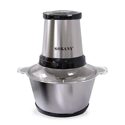 Picadora De Carne Eléctrica Sokany Con 300w Y Recipiente De 2l Diferentes Funciones Picado Y Corte Plata