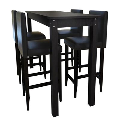 Vidaxl Negras Mesa Alta De Cocina Con 4 Sillas De
