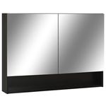 Armario de espejo de baño con LED vidaXL MDF negro 80x15x60cm