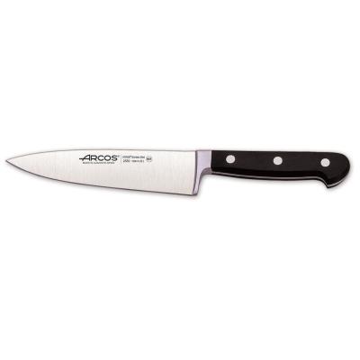 Cuchillo Cocinero Arcos Clásica 255000 De Acero Nitrum, Con Mango De Polioximetileno Y Hoja De 16 Cm En Estuche