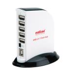 ROLINE USB 2.0 Hub "Black & White", 7 Ports, with Power Supply