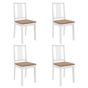 Sillas de comedor con cojines madera maciza blanca 4 unidades - vidaXL - 1
