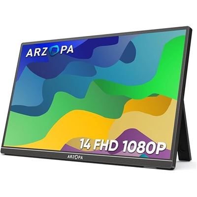 Arzopa Monitor Portátil A1s 14.0" De 1920×1080 Fhd Ips P Soporte Hdmi/Type-C/Usb-C Para Portátil/Pc/Mac/Ps3/4/5/Xbox