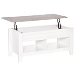 Mesa de centro elevable con 2 estantes Homcom 105x50x49 cm blanco