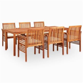Set comedor de jardín 7 piezas y cojines vidaXL madera maciza de acacia - 1