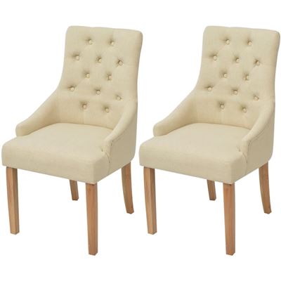 Vidaxl Crema Sillas De Comedor 2 Unidades De Tela Color