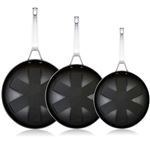 Set Juego 3 Sartenes 18-20-24 cm Inducción, 3 Capas Antiadherente Titanio sin PFOA, 4,2mm Espesor Wecook Ecosteel Negro