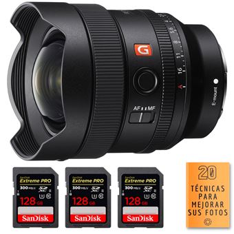 Sony FE 14mm f/1.8 GM + 3 SanDisk 128GB Extreme PRO UHS-II SDXC 300 MB/s + PDF 20 técnicas para mejorar tus fotos - 1