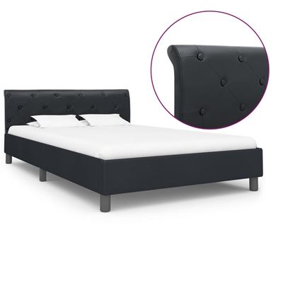 Vidaxl Negro Estructura De Cama De Cuero Sintético 120X200 Cm