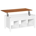 Mesa de centro elevable con 3 estantes Homcom 105x50x48 cm blanco