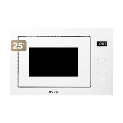 EVVO Microondas integrable Mi45 Glass , 25L de Capacidad, Grill 1200W, Puerta y Marcos Efecto Brillante, Multifunción