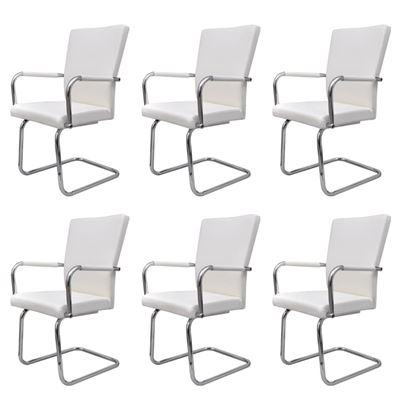 Vidaxl Blanco Sillas De Comedor 6 Unidades Cuero Sintético