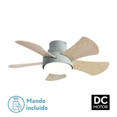 Ventilador De Techo Fabrilamp Led Gregario Regulable Con Control Remoto 25w 3cct 2495lm Ip20 Ø82cm Verde Y Haya