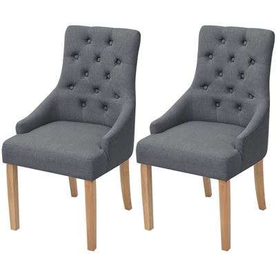 Vidaxl Gris/Oscuro Sillas De Comedor 2 Unidades Tela