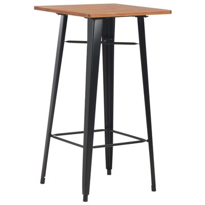 Vidaxl Negro Mesa Alta 60X60x108 Cm Madera Maciza De Pino Acero
