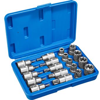 Juego de llaves tubulares Torx exterior / interior 19 piezas, Azul