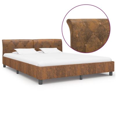 Vidaxl Marrón Estructura De Cama De Piel De Ante Artificial 180X200 Cm
