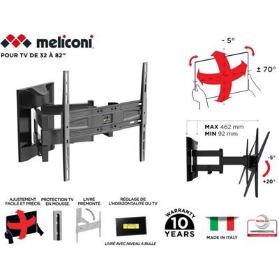 Meliconi 480866 Slim 400 SDRP PLUS soporte de TV para pantógrafo para televisores de 32 '' a 80 '' (81-203 cm) + cable