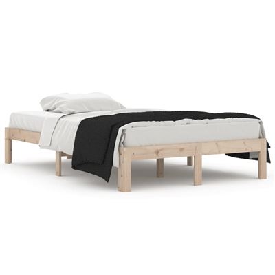 Vidaxl Estructura De Cama Madera Maciza Pequeña Doble 120X190cm