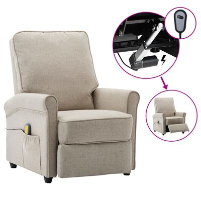 Sillón de masaje eléctrico reclinable vidaXL tela color crema 70x88x96cm