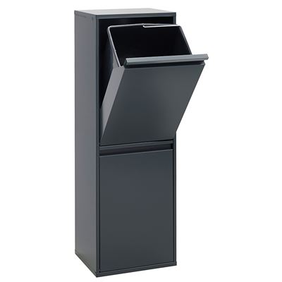 Cubo De Basura Y Reciclaje De Acero De 2 Compartimentos Arregui Basic Cr204-b, 2x17l 34l Antracita