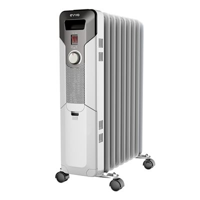 Radiador de Aceite EVVO C9 Blanco, 2.000W, hasta 20 m2, Eficiente, 3 modos, fácil transporte, seguridad sobrecalentamiento