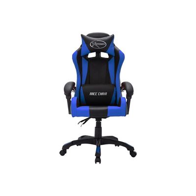 Silla Gaming Con Luces Led Rgb Cuero Sintético Vidaxl Azul Y Negro